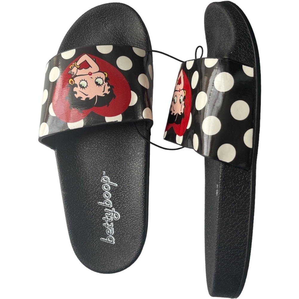 🌹Women’s Slides Betty Boop Polka Slides by Betty Boop Black Size 9